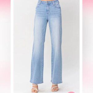 Judy Blue Jeans Wide Leg Raw Hem Medium Wash Denim size 9 29